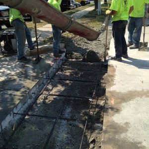 Concrete sidewalk and curb construction