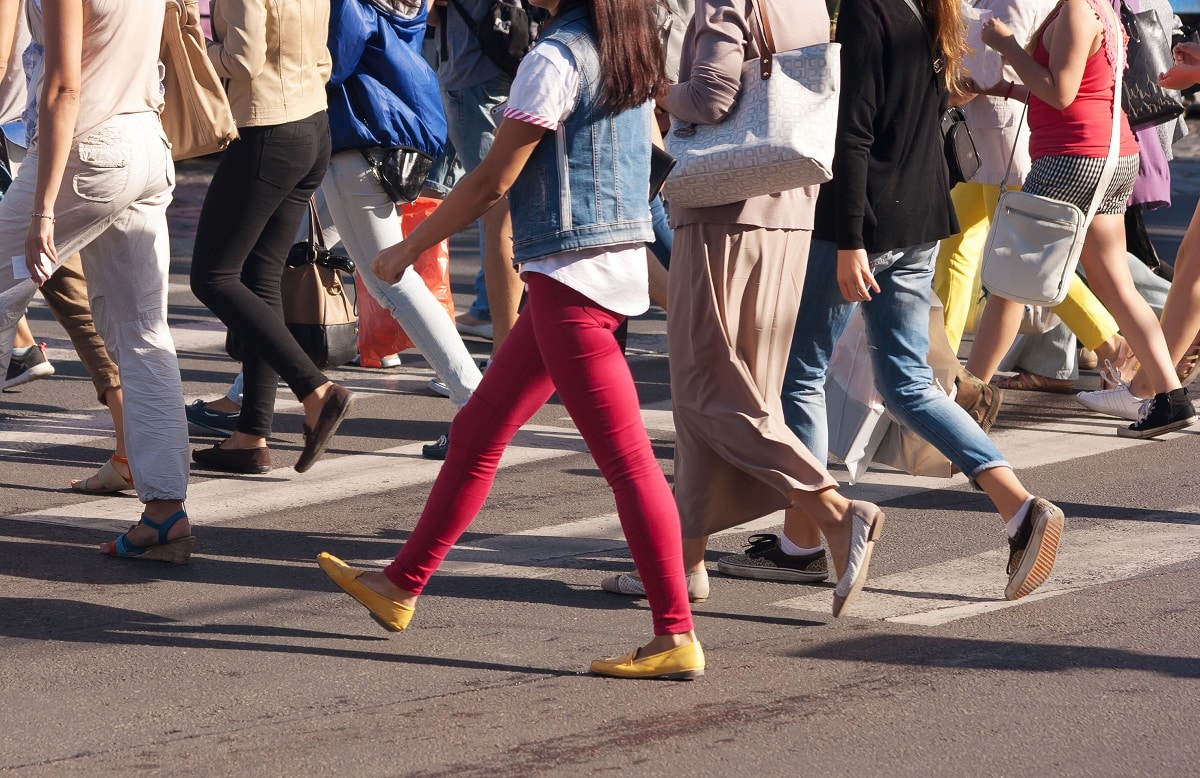 pedestrians crossing the street