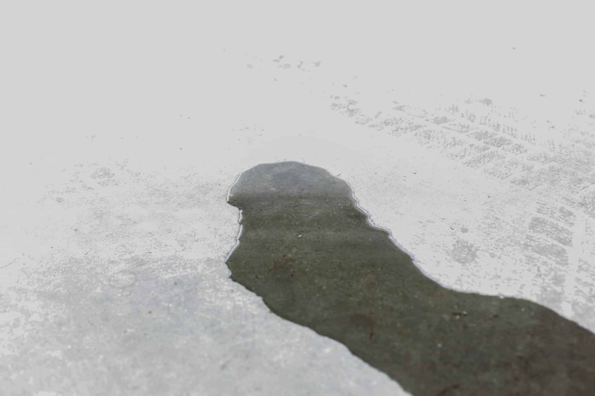 Water pooling on a concrete surface